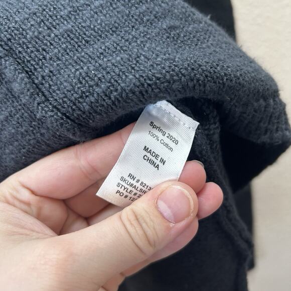 FRESH PRODUCE NWT One Size Sweater Pullover Black Knit Asymmetrical Relaxed - Picture 4 of 6